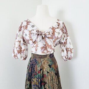 Abercrombie &amp Fitch Crop Top Puff Sleeve Sweetheart Neckline Short Peasant